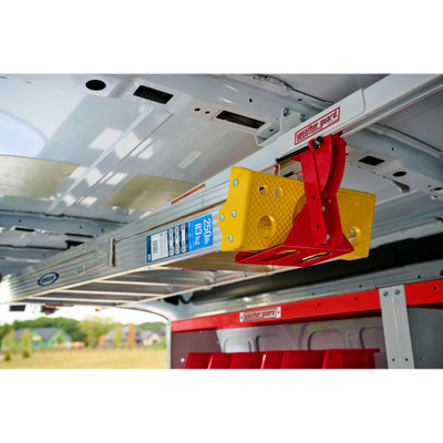 WEATHER GUARD 250 Sliding Ladder Rack, 8 Ft Capacity, 80 Lbs Max, 5.33 Ft Steel Van Roof Mount, White Powder Coat