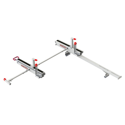 WEATHER GUARD 6 ft Drop Down Ladder Kit 2297-3-01, 76.9" x 19" x 75.5", White Aluminum w/Cross Member, Extended Mid/High Roof