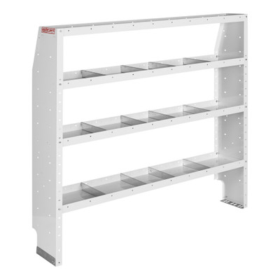 Weather Guard 60" x 60" x 13.5" Van Shelf Unit 9376-3-03, 4 Steel Shelves, 16 Dividers, White Powder Coat