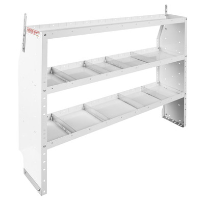 Weather Guard 9356-3-03 Adjustable Van Shelf Unit, 44"H x 60"W x 13.5"D, 3 Steel Shelves, 12 Dividers, White
