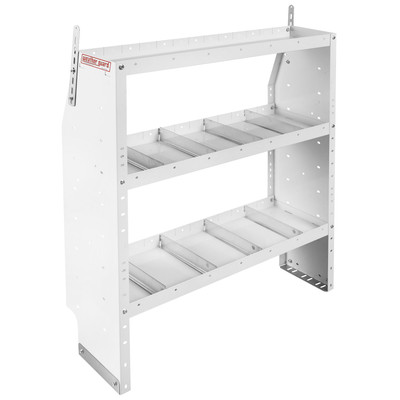 Weather Guard 42"W x 44"H x 13.5"D Steel Van Shelf Unit 9354-3-03, 3 Adjustable Shelves, 12 Dividers, White