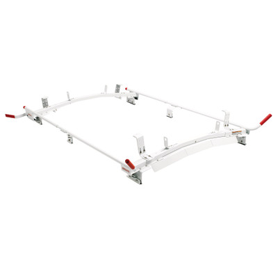 Weather Guard 15.6 ft, 99" x 86.5" Quick Clamp Ladder Rack 234-3-01, Dual Side Van Roof Rack, White Aluminum