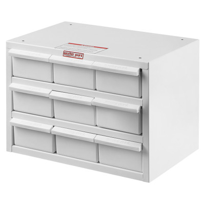 Weather Guard 9909-3-02 Parts Cabinet, 9 Bin, 12"H x 17"W x 11.6"D, White Steel Van Storage