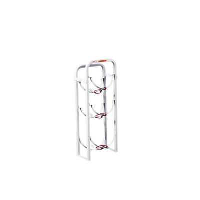 Weather Guard 9863-3-01 Refrigerant Tank Rack, 40"H x 15.5"W x 8"D, Holds 30-50 lb Tanks, White Steel Floor Mount