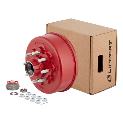 CURT 2025077681 Lippert ABS 12-1/4" Red Brake Hub Kit, 8,000-lb Axles, 8 on 6-1/2" Bolt Pattern, 5/8" Stud