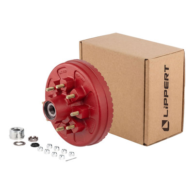 Lippert 2025077668 ABS 12" Red Brake Hub Kit, 7,000-lb Axle, 8 on 6-1/2" Bolt Pattern, 1/2" Stud, Pre-Greased