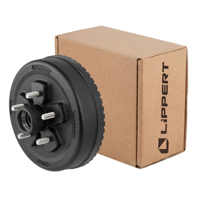Lippert 2025077651 ABS 10" Black Brake Hub, 3,500-lb. Axles, 5 on 4-1/2" Bolt Pattern, 1/2" Studs, Races Included