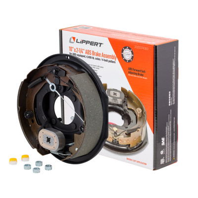Lippert 2025074383 10" x 2-1/4", 4,400-lb. ABS Forward Self-Adjusting Electric Trailer Brake Assembly, 4-Bolt, Left Side