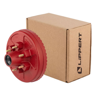 Lippert 2025077663 ABS 12" Red Brake Hub, 6,000-lb. Axles, 6 on 5-1/2" Bolt Pattern, 1/2" Studs, Races & Wheel Studs Included