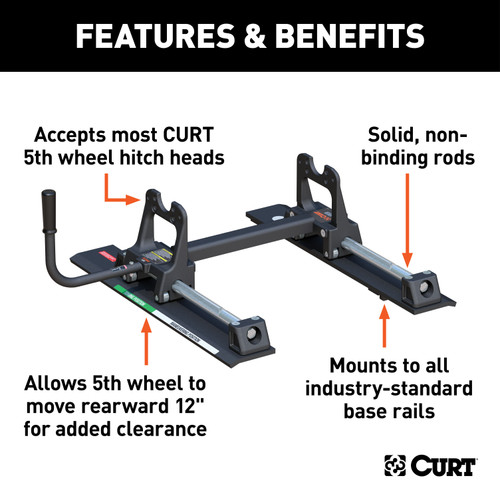 CURT 16550 R20 5th Wheel Roller for Short Bed Trucks, 20,000 lbs