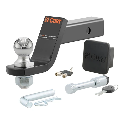 CURT 45554 Trailer Hitch Mount, 2-Inch Ball, Lock, Fits 2-In Receiver, 7,500 lbss, 4" Drop, Cap