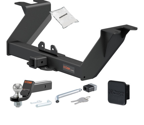 19 - 24 Chevrolet Silverado 1500 With factory receiver 2in. CURT Trailer Hitch + Ball Mount + Cover + Lock Kit HWA416