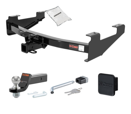 01 - 10 Chevrolet Silverado 2500 HD 6' bed, excluding factory receiver, Tommy Gate lift or cab & chassis 2in. CURT Trailer Hitch + Ball Mount + Cover + Lock Kit HWA471