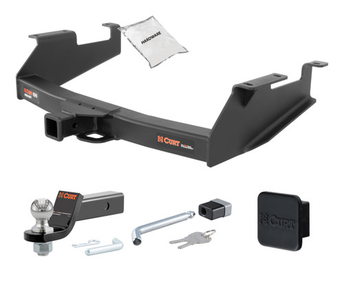 07 - 10 Chevrolet Silverado 3500 HD 8' bed, with 10" step bumper 2in. CURT Trailer Hitch + Ball Mount + Cover + Lock Kit HWA576