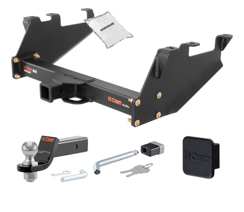 88 - 00 Chevrolet K2500 With 10" step bumper 2in. CURT Trailer Hitch + Ball Mount + Cover + Lock Kit HWA382