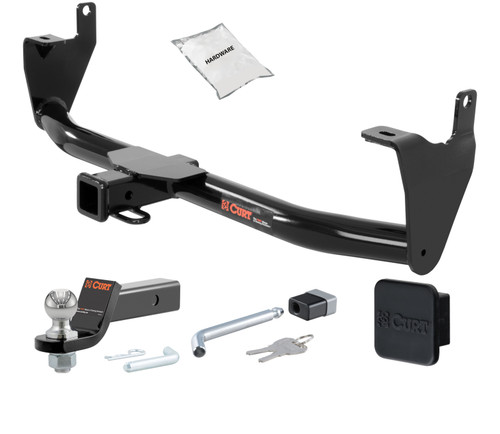 16 - 21 Fiat 500X Excluding Trekking 2in. CURT Trailer Hitch + Ball Mount + Cover + Lock Kit HWA781