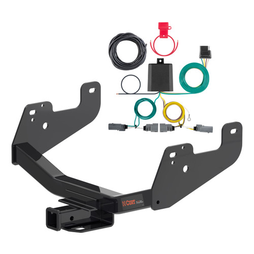 21 - 23 Ford F-150 w/o LED Tailights + With factory receiver Curt 2", Class 4 Trailer Tow Hitch + 4-way Wiring Kit 14021