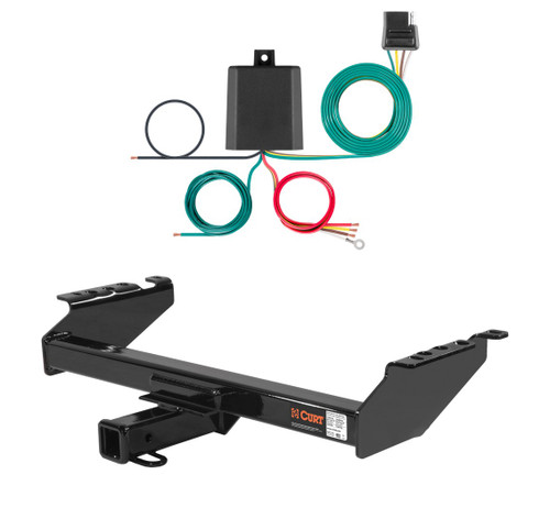 1980 - 1986 Ford F-350 Old body, excluding with 10" drop bumper Curt 2", Class 4 Trailer Tow Hitch + 4-flat Wiring Kit 14001