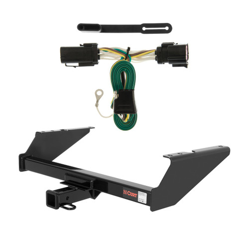 1997 - 1999 Ford F-250LD New body, excluding 20" spare tire Curt 2", Class 3 Trailer Tow Hitch + 4-flat Wiring Kit 13038-2