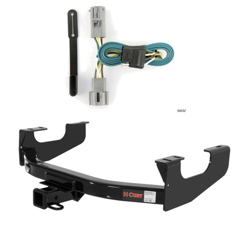 2005 - 2007 Ford F-350 Super Duty Excluding cab & chassis Curt 2", Class 4 Trailer Tow Hitch + 4-flat Wiring Kit 14355