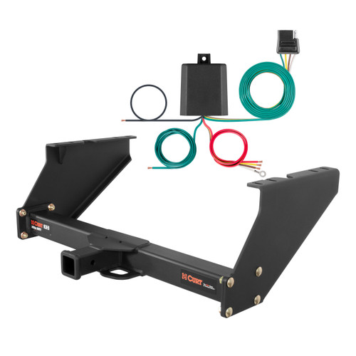 99 - 03 Ford F-250 Super Duty With 16" spare tire and 10" drop bumper Curt 2", Class 5 Trailer Tow Hitch + 4-flat Wiring Kit 15316