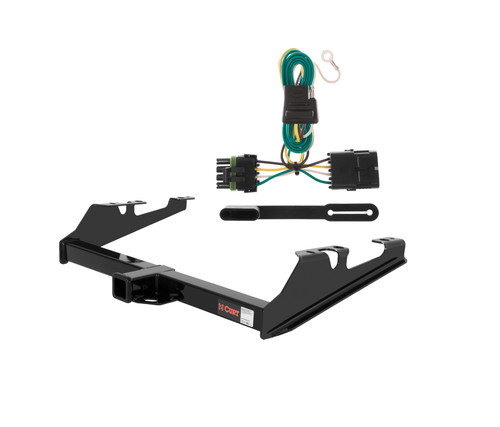 88 - 00 GMC K3500 Excluding with dual exhaust, 4-door crew cab, 10" step bumper or cab & chassis Curt 2", Class 3 Trailer Tow Hitch + 4-flat Wiring Kit 13082
