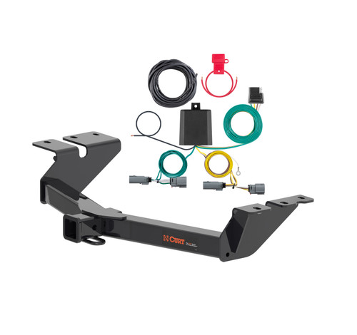 22 - 24 Ford Maverick Excluding factory receiver Curt 2", Class 3 Trailer Tow Hitch + 4-flat Wiring Kit 13504