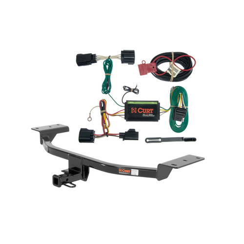 12 - 14 Ford Focus Hatchback, excluding RS and ST Curt 1-1/4", Class 1 Trailer Tow Hitch + 4-flat Wiring Kit 11158
