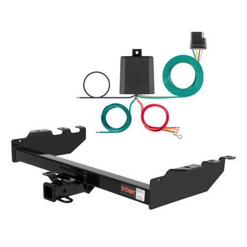 01 - 06 GMC Sierra 1500 HD Excluding 10" drop bumper, roll pan bumper or Tommy Gate lift Curt 2", Class 3 Trailer Tow Hitch + 4-flat Wiring Kit 13332