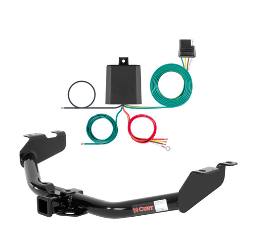 1999 - 2013 GMC Sierra 1500 Excluding roll pan bumper, Tommy Gate lift or 10" drop bumper Curt 2", Class 3 Trailer Tow Hitch + 4-flat Wiring Kit 13322