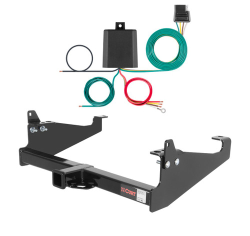 1999 - 2026 Ford F-450 Super Duty Cab & chassis with 34" frame width (O.D.) Curt 2", Class 4 Trailer Tow Hitch + 4-flat Wiring Kit 14048
