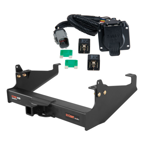 02 - 04 Ford F-350 Super Duty Cab & chassis with 34" frame width (O.D.) Curt 2", Class 5 Trailer Tow Hitch + 4-flat Wiring Kit 15445