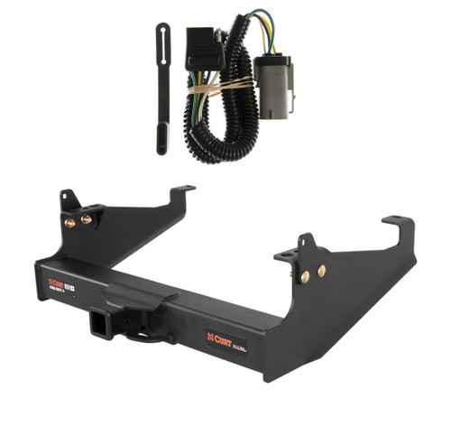 2002 - 2004 Ford F-350 Super Duty Cab & chassis with 34" frame width (O.D.) Curt 2", Class 5 Trailer Tow Hitch + 4-flat Wiring Kit 15445