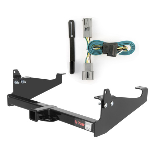 05 - 07 Ford F-350 Super Duty Cab & chassis with 34" frame width (O.D.) Curt 2", Class 4 Trailer Tow Hitch + 4-flat Wiring Kit 14048