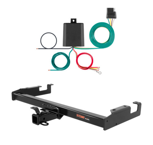 2001 - 2006 GMC Sierra 2500 HD 8' bed, excluding factory receiver, Tommy Gate lift or cab & chassis Curt 2", Class 4 Trailer Tow Hitch + 4-flat Wiring Kit 14008