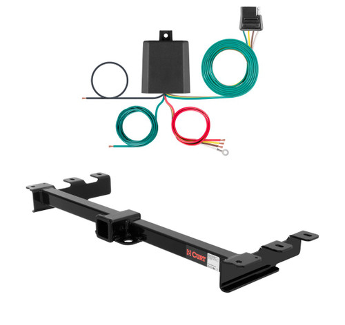 1999 - 2006 GMC Sierra 1500 With roll pan bumper Curt 2", Class 3 Trailer Tow Hitch + 4-flat Wiring Kit 13932