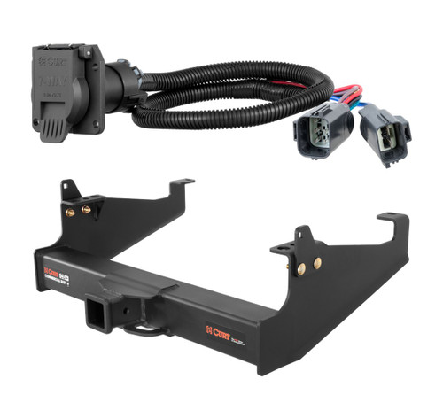 1999 - 2026 Ford F-450 Super Duty Cab & chassis with 34" frame width (O.D.) Curt 2-1/2", Class 5 Trailer Tow Hitch + 7-way Wiring Kit 15845