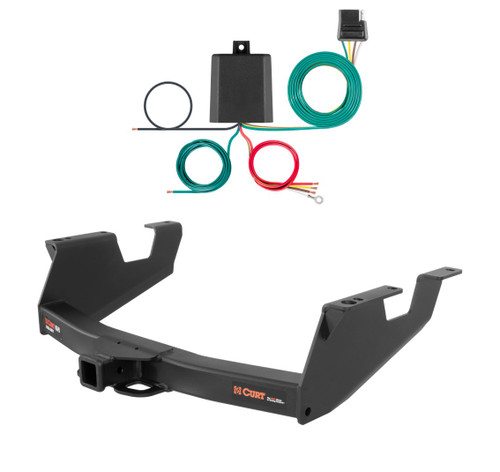 2011 - 2012 GMC Sierra 2500 HD 8' bed, box delete Curt 2", Class 5 Trailer Tow Hitch + 4-flat Wiring Kit 15363