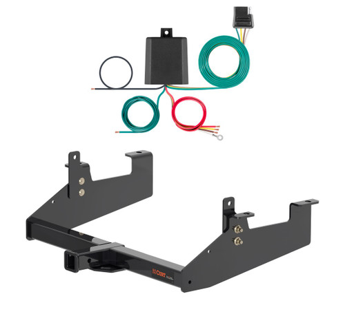 2020 - 2026 GMC Sierra 3500 HD 6' bed, excluding factory receiver, Tommy Gate lift or cab & chassis Curt 2", Class 3 Trailer Tow Hitch + 4-flat Wiring Kit 13447