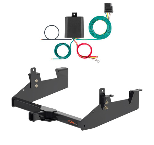 2020 - 2026 GMC Sierra 3500 HD 6' bed, excluding factory receiver, Tommy Gate lift or cab & chassis Curt 2", Class 4 Trailer Tow Hitch + 4-flat Wiring Kit 14005