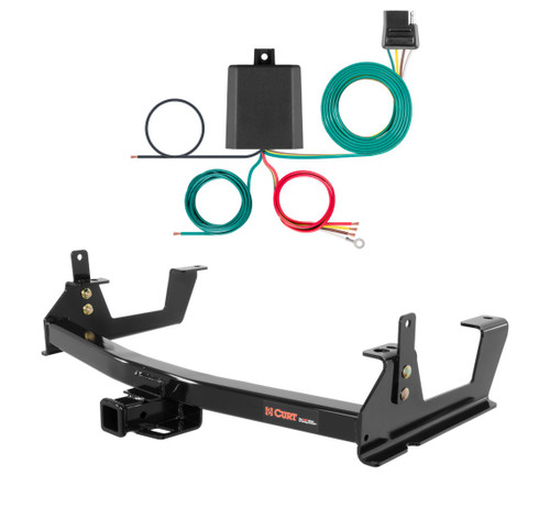 2015 - 2019 Chevrolet Silverado 2500 HD 8' bed, excluding factory receiver, Tommy Gate lift or cab & chassis Curt 2", Class 4 Trailer Tow Hitch + 4-flat Wiring Kit 14010