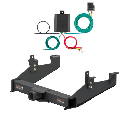 2020 - 2026 Chevrolet Silverado 2500 HD 8' bed, excluding factory receiver, Tommy Gate lift or cab & chassis Curt 2-1/2", Class 5 Trailer Tow Hitch + 4-flat Wiring Kit 15010