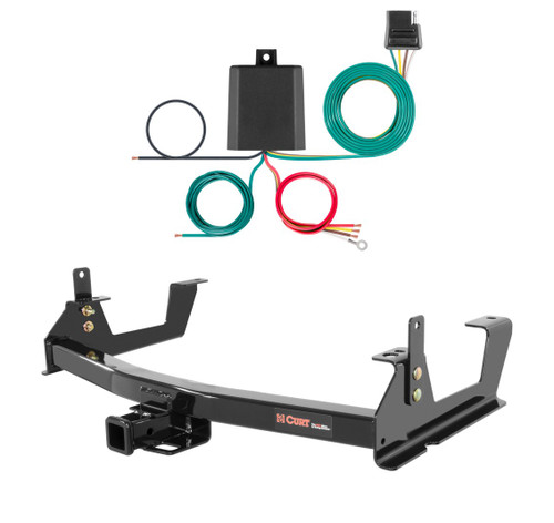 2015 - 2019 Chevrolet Silverado 3500 HD 8' bed, excluding factory receiver, Tommy Gate lift or cab & chassis Curt 2", Class 3 Trailer Tow Hitch + 4-flat Wiring Kit 13187