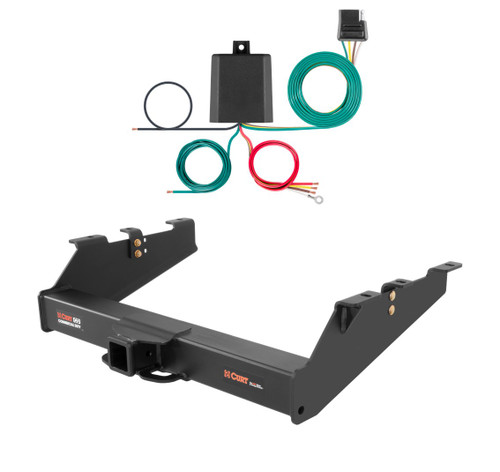 2001 - 2006 Chevrolet Silverado 3500 6' bed, excluding factory receiver, Tommy Gate lift or cab & chassis Curt 2-1/2", Class 5 Trailer Tow Hitch + 4-flat Wiring Kit 15703
