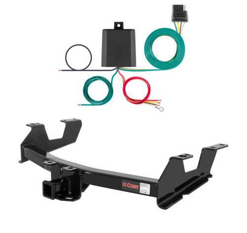 2011 - 2014 Chevrolet Silverado 2500 HD 6' bed, excluding factory receiver, Tommy Gate lift or cab & chassis Curt 2", Class 4 Trailer Tow Hitch + 4-flat Wiring Kit 14062