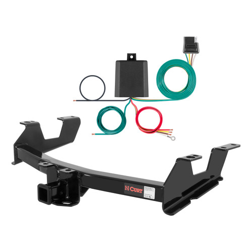 11 - 19 Chevrolet Silverado 3500 HD 6' bed, excluding factory receiver, Tommy Gate lift or cab & chassis Curt 2", Class 4 Trailer Tow Hitch + 4-flat Wiring Kit 14062