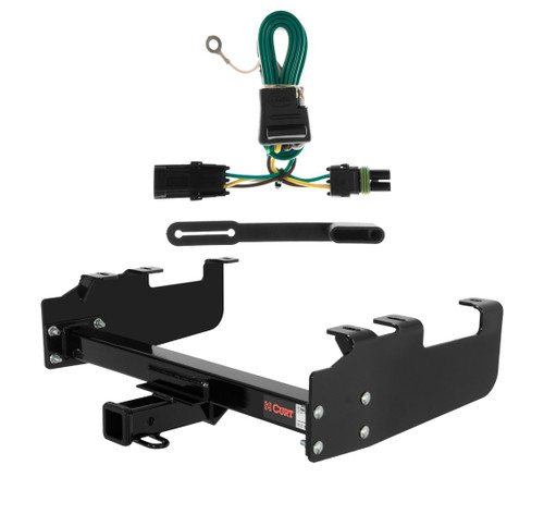 1985 - 1986 Chevrolet C10 With 10" step bumper Curt 2", Class 3 Trailer Tow Hitch + 4-flat Wiring Kit 13099