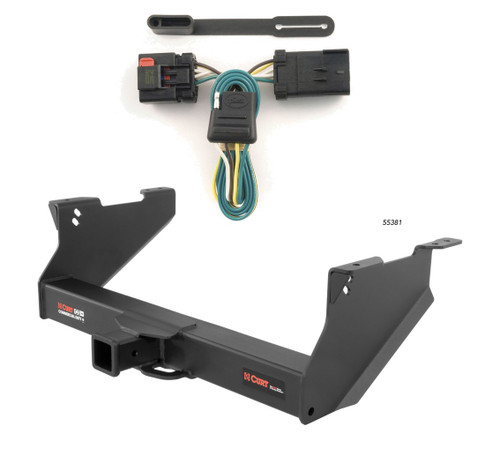 2003 - 2010 Dodge Ram 3500 Fits with or without factory receiver Curt 2-1/2", Class 5 Trailer Tow Hitch + 4-flat Wiring Kit 15809