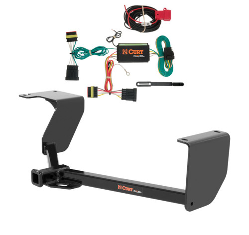 2012 - 2019 Fiat 500 Excluding Abarth Curt 1-1/4", Class 1 Trailer Tow Hitch + 4-flat Wiring Kit 11363