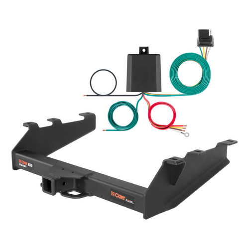 94 - 02 Dodge Ram 3500 With factory bumper Curt 2", Class 5 Trailer Tow Hitch + 4-flat Wiring Kit 15319